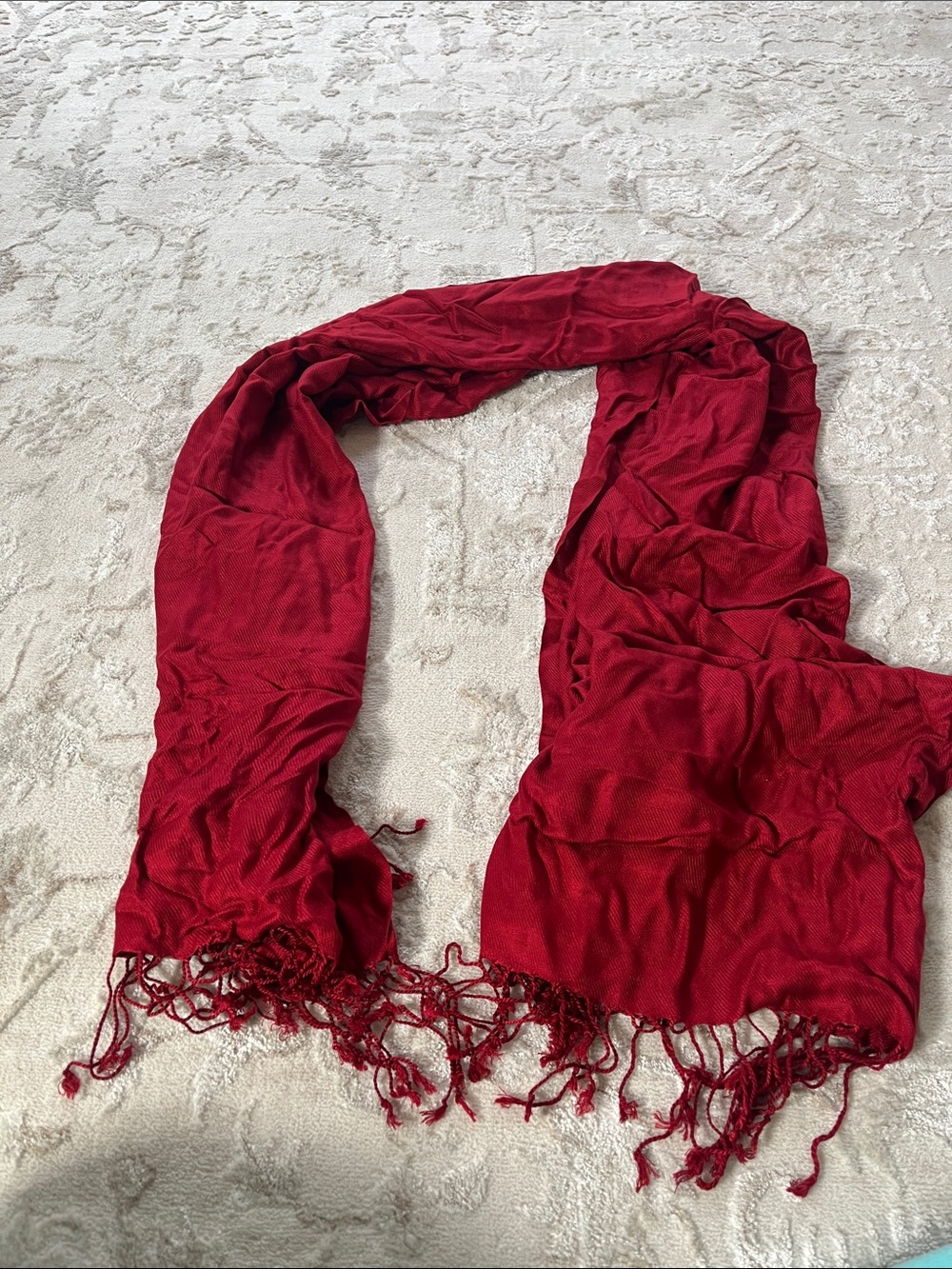 Red Fringed Lightweight Women's Scarf/Shawl